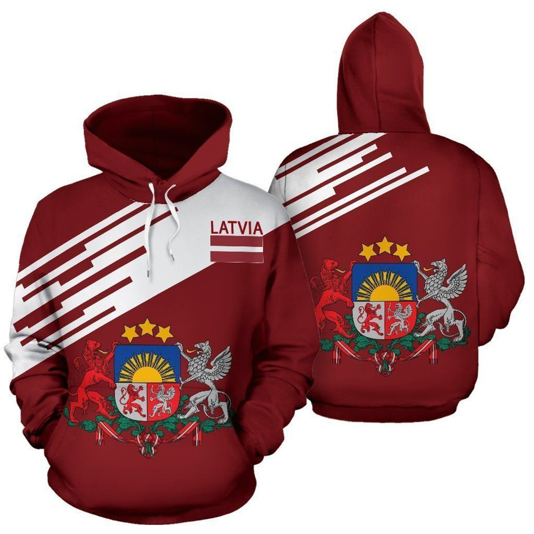 FUNSTUFFPRINT Latvia 3D Hoodie and Zip Hoodie