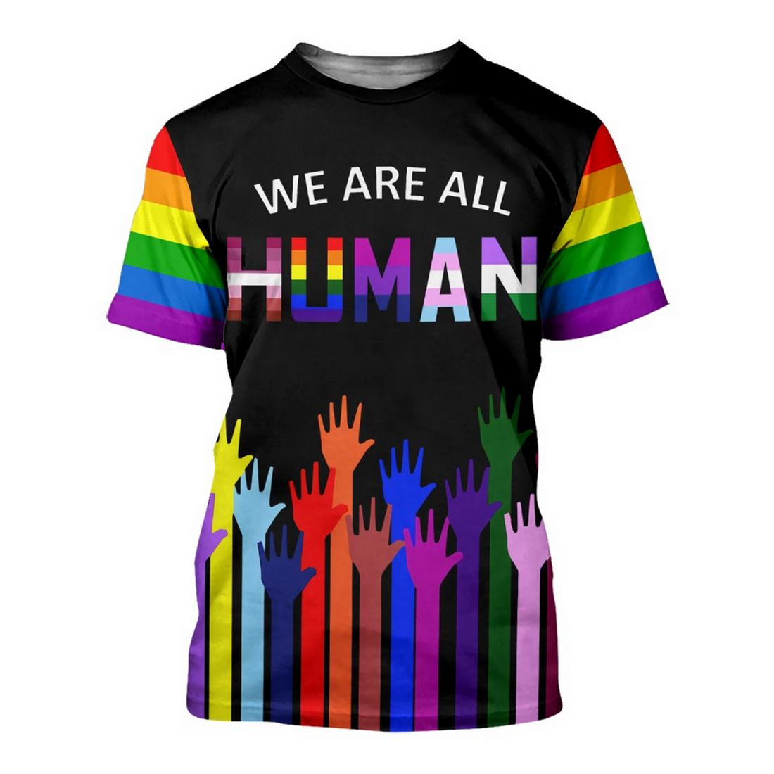 FUNSTUFFPRINT Lesbian T-Shirt We Are All Human, Genderqueer Pride Shirt, Trans T-Shirt For Pride Month 3D T-shirt