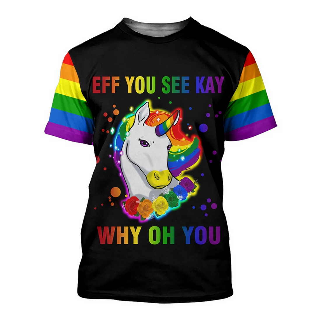 FUNSTUFFPRINT LGBT 3D All Over Printed T-Shirt For Gay Men, You See Kay, Why Oh You, Lesbian 3D Shirt For Pride Month 3D T-shirt