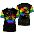 FUNSTUFFPRINT LGBT Pride 3D T-Shirt In A World Full Of Rose Be A Sunflower, Apparel Adult Full Print LGBT 3D T-shirt