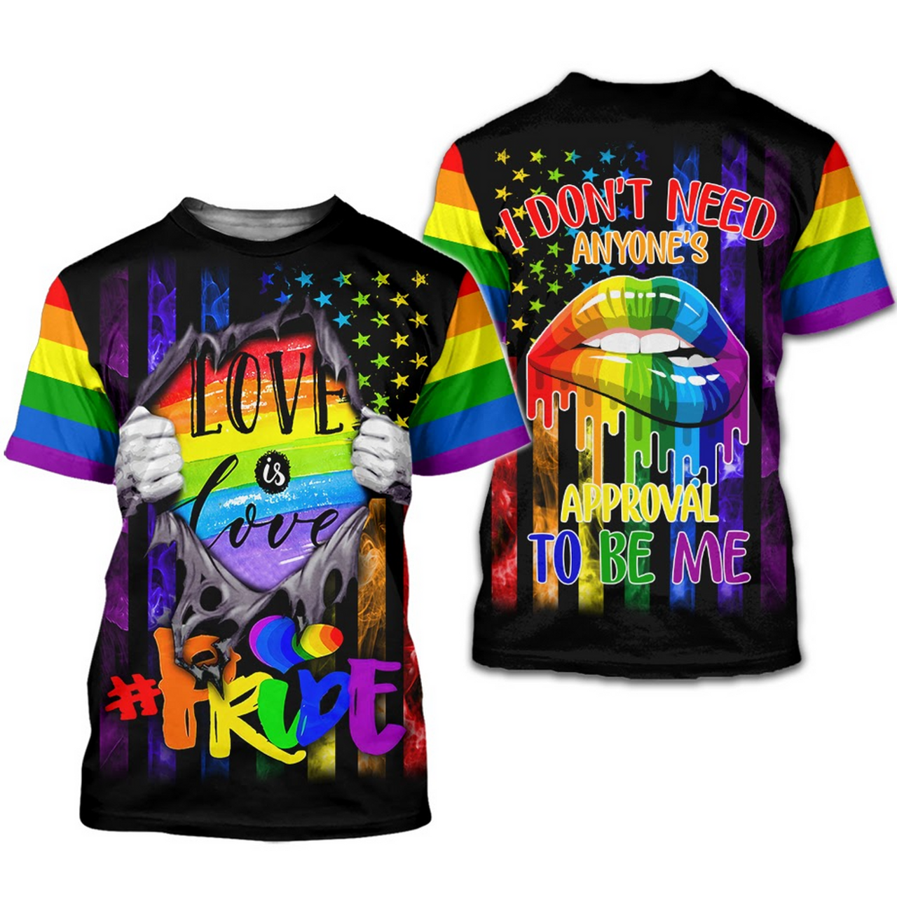 FUNSTUFFPRINT LGBTQ Pride 3D Shirt All Over Printed For Man And Women, Pride Love Is Love 3D T-shirt