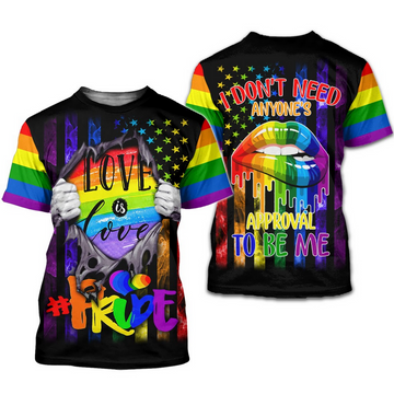 FUNSTUFFPRINT LGBTQ Pride 3D Shirt All Over Printed For Man And Women, Pride Love Is Love 3D T-shirt