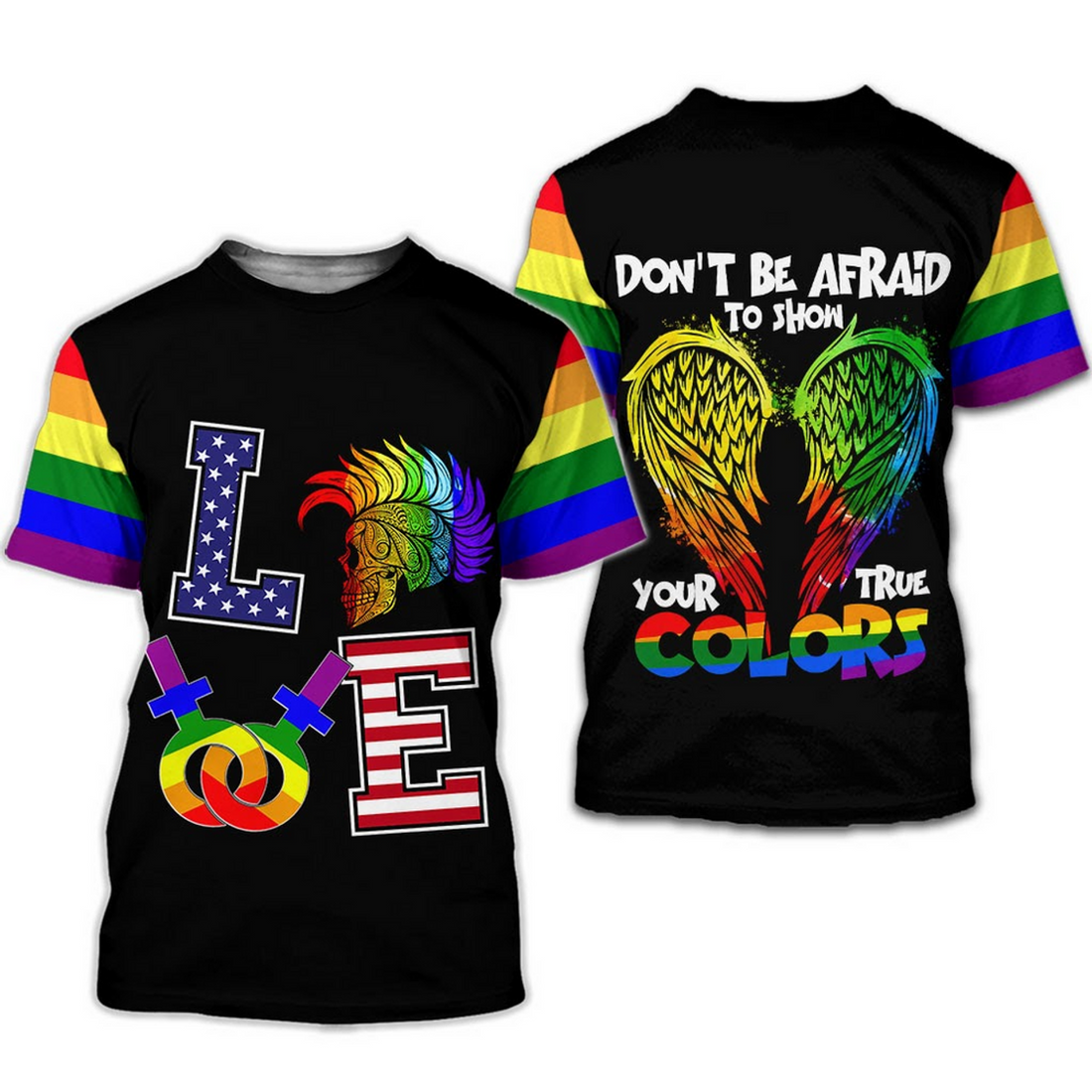 FUNSTUFFPRINT All Over Printed Pride Shirt For Women, Men, Don't Be Afraid To Show Your True Colors 3D T-shirt