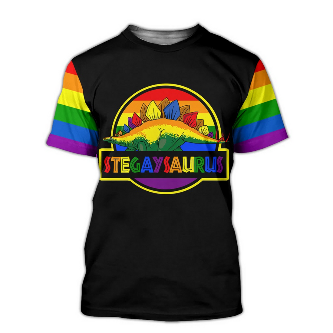 FUNSTUFFPRINT Gay Pride All Over Printed Shirt, Gay Saurus T-Shirt, LGBT Pride Gay Tee Shirts 3D T-shirt