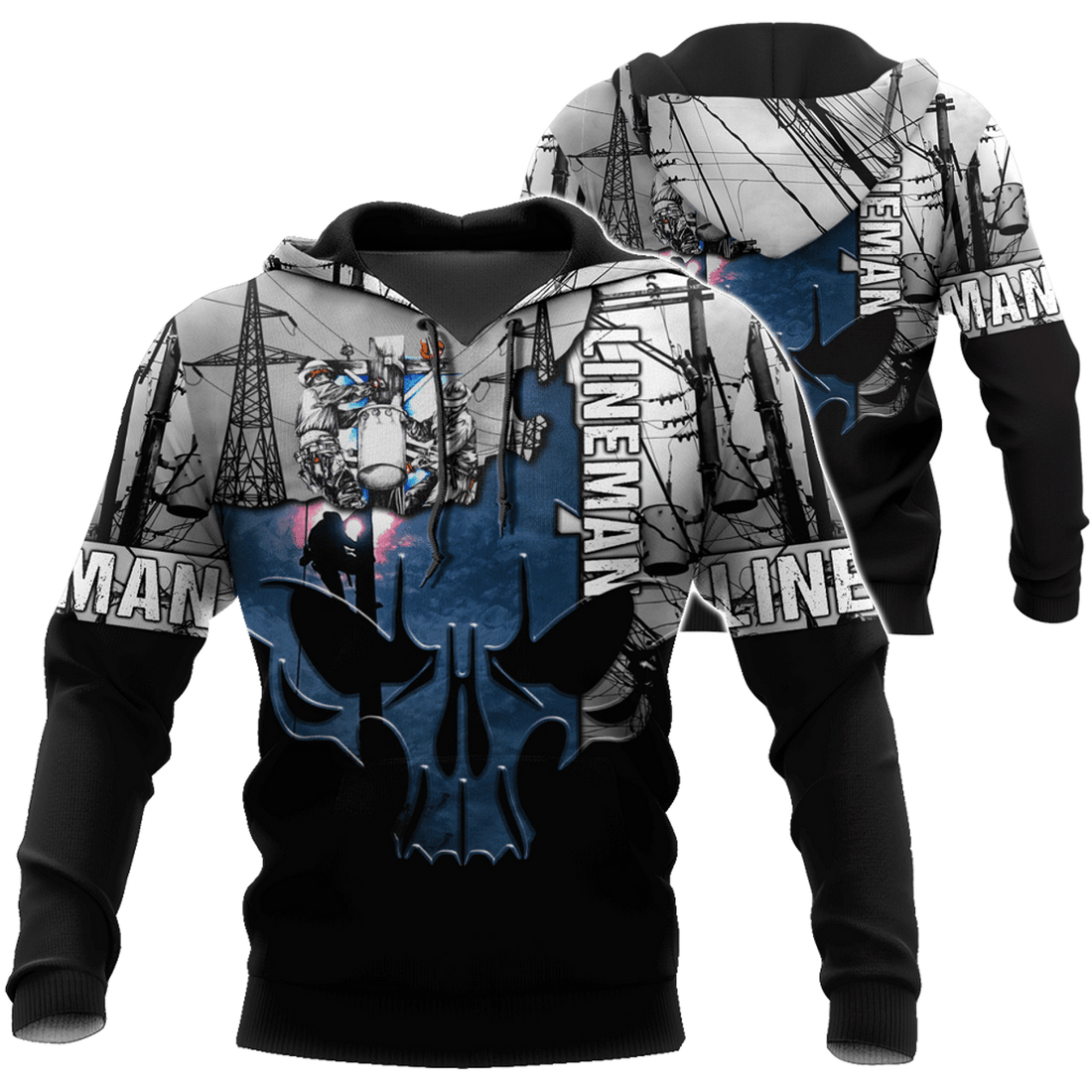 FUNSTUFFPRINT Lineman Pullover Unisex 3D Hoodie and Zip Hoodie