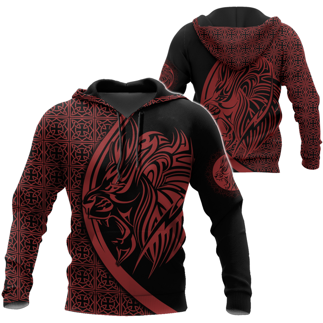 FUNSTUFFPRINT Lion Tattoo 3D Hoodie and Zip Hoodie