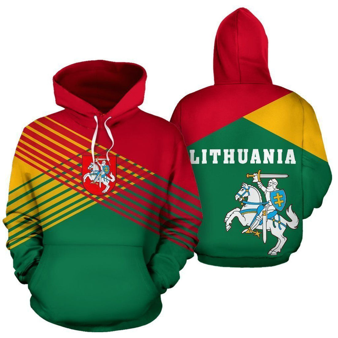 FUNSTUFFPRINT Lithuania Flag 3D Hoodie and Zip Hoodie
