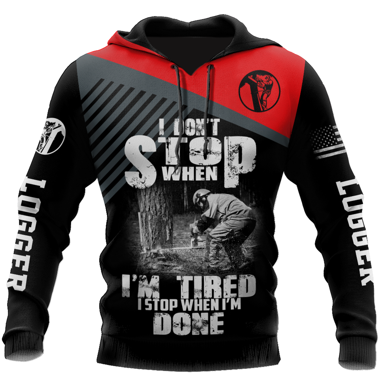 FUNSTUFFPRINT Logger Chainsaw Im Stop When I Am Done Red 3D Hoodie and Zip Hoodie