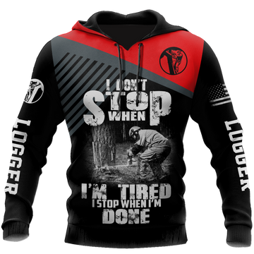 FUNSTUFFPRINT Logger Chainsaw Im Stop When I Am Done Red 3D Hoodie and Zip Hoodie