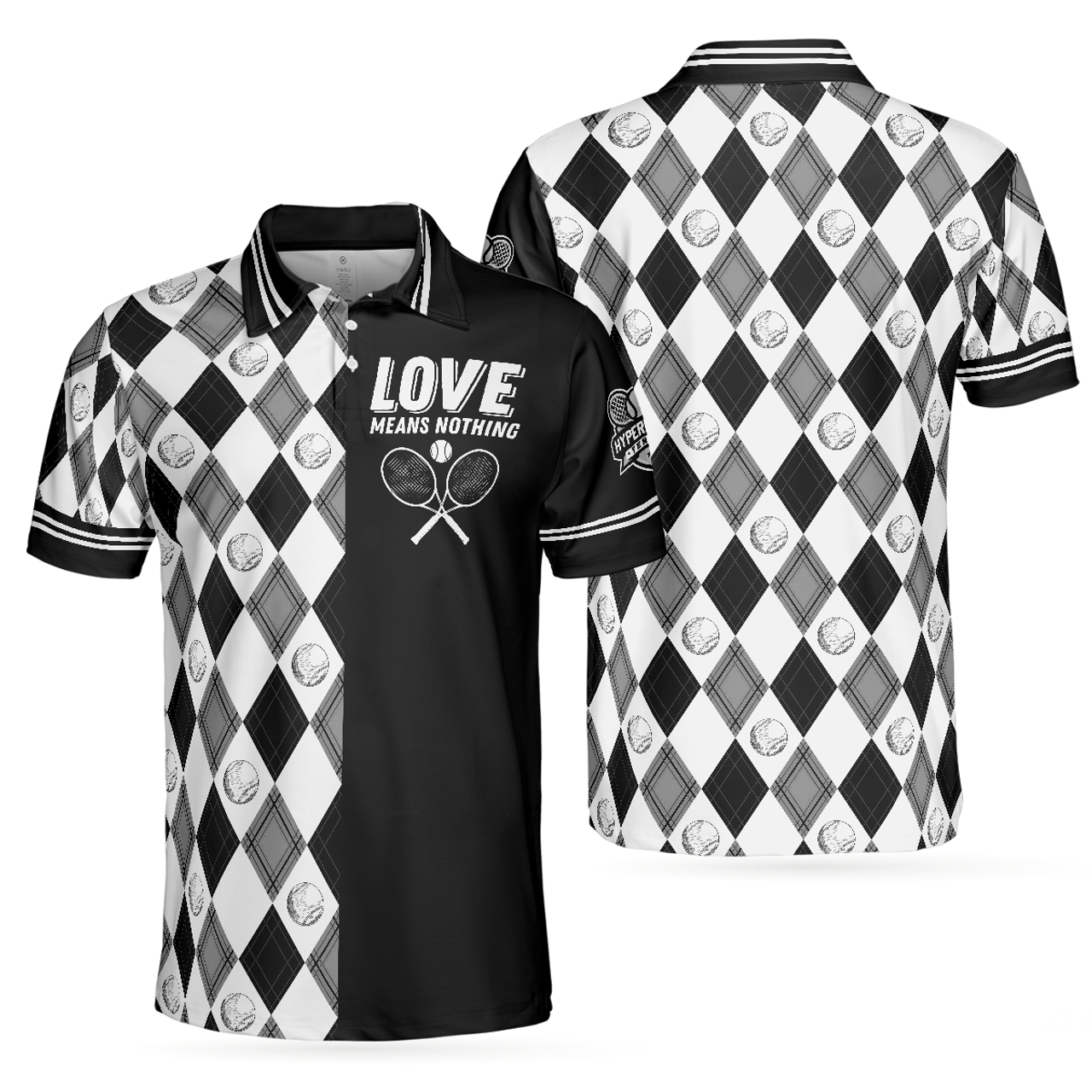 Love Means Nothing Tennis Polo Shirt, Tennis Ball Argyle Pattern Polo Shirt, Best Tennis Shirt For Men