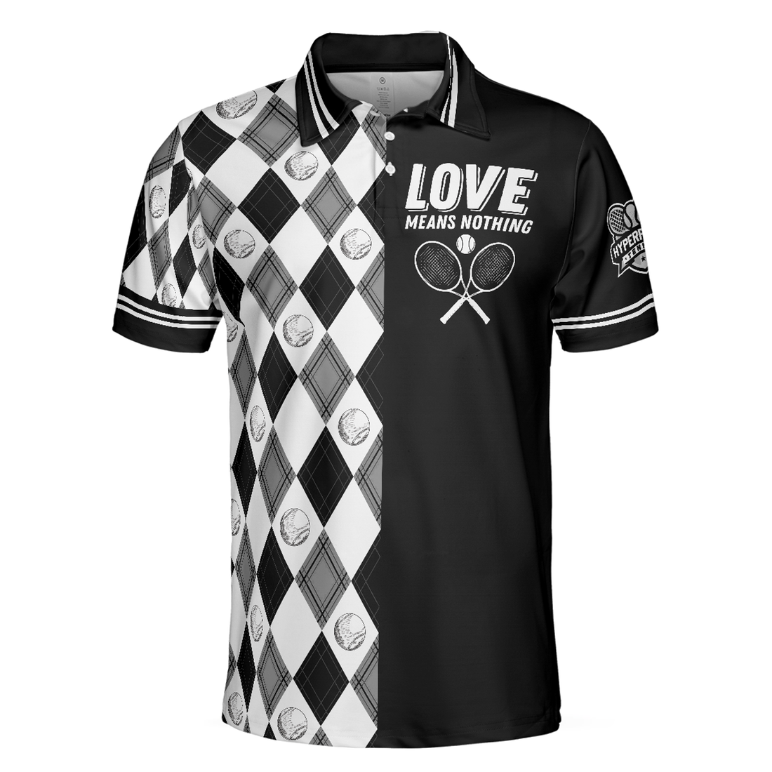 Love Means Nothing Tennis Polo Shirt, Tennis Ball Argyle Pattern Polo Shirt, Best Tennis Shirt For Men