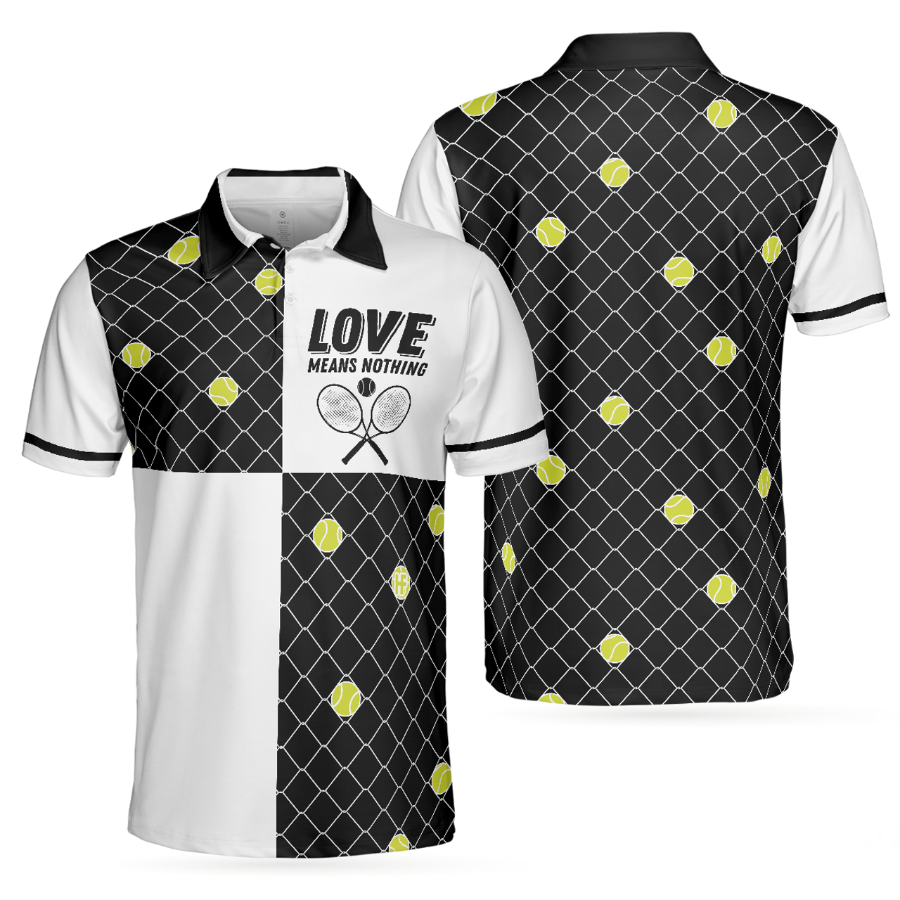 Love Means Nothing Tennis Polo Shirt, Tennis Ball Stuck In Steal Wire Fence Polo Shirt, Best Tennis Shirt For Men