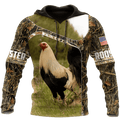 FUNSTUFFPRINT Love Rooster Camouflage Cool 3D Hoodie and Zip Hoodie