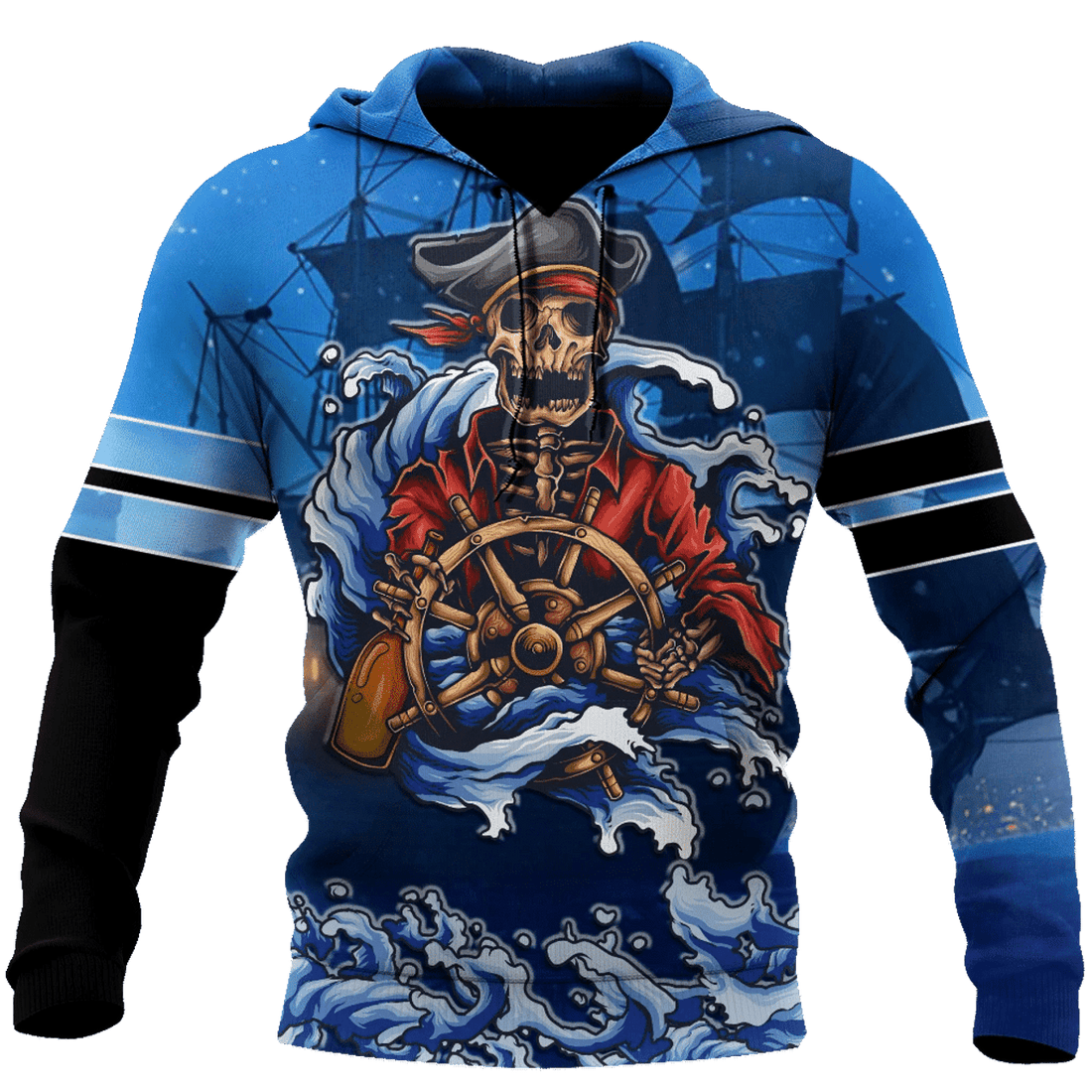 FUNSTUFFPRINT Love Skull Pirates 3D Hoodie and Zip Hoodie