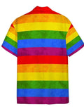Summer hawaiian Shirt Rainbow Dog Striped Graphic Prints Pride Turn-Down Collar Rainbow Casual Going Out Short Sleeve Button-Down Printed Clothing