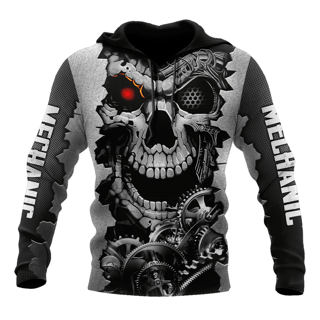 FUNSTUFFPRINT Mechanic Shirt Mechanic Skull 3D Hoodie and Zip Hoodie