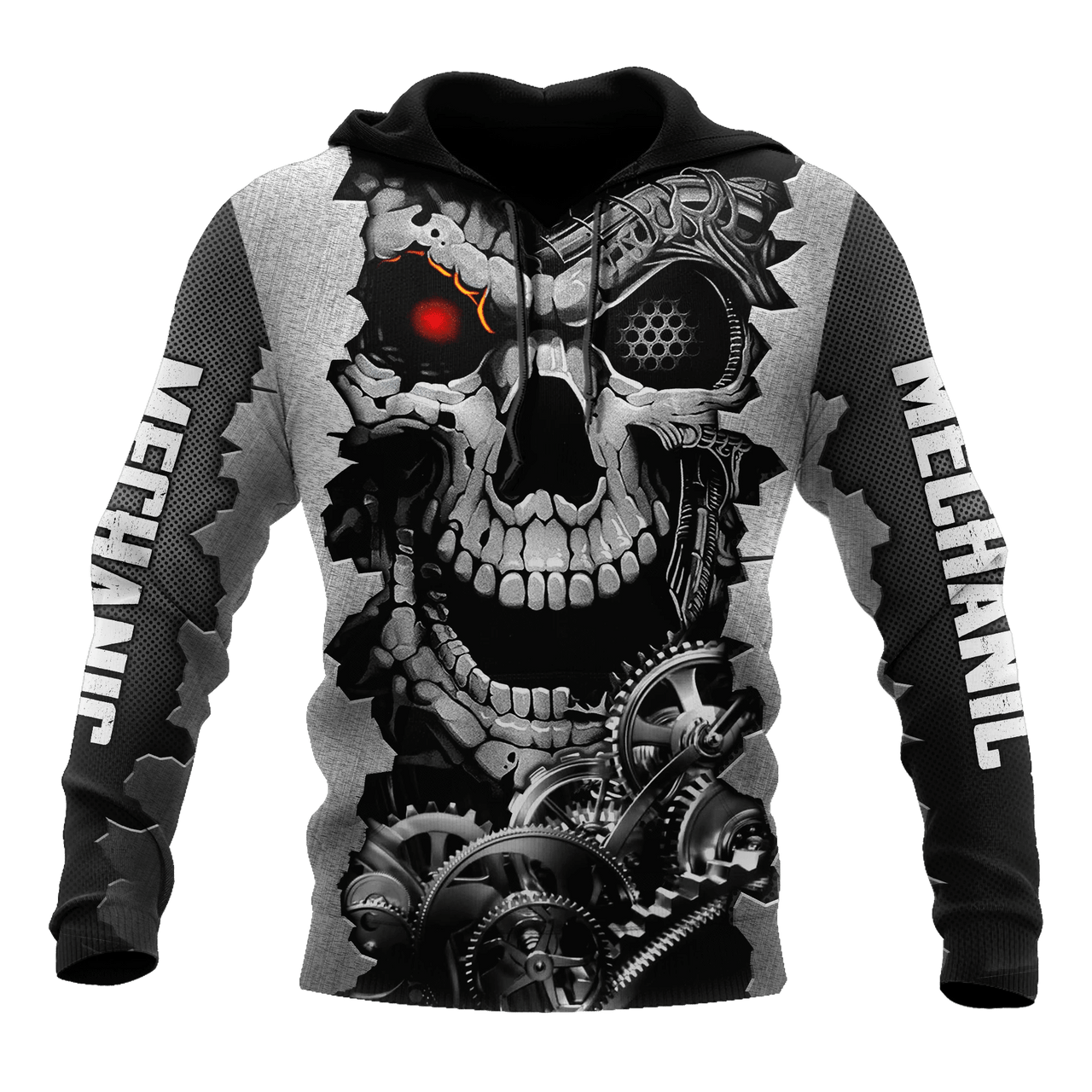 FUNSTUFFPRINT Mechanic Shirt Mechanic Skull 3D Hoodie and Zip Hoodie