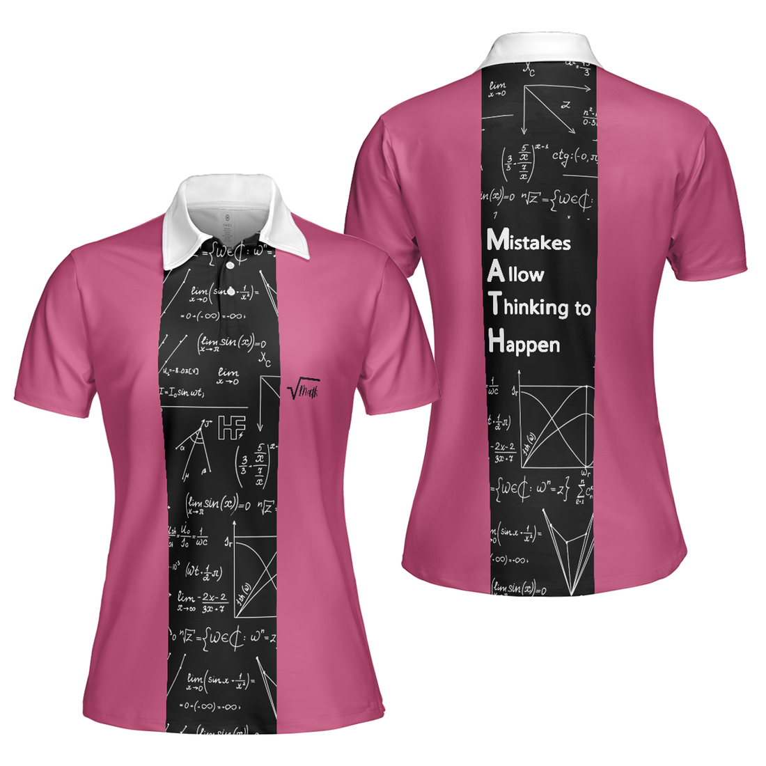Mistakes Allow Thinking To Happen Math Short Sleeve Women Polo Shirt, Funny Teacher Shirt For Women