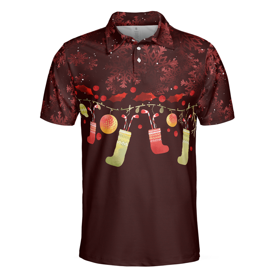 Christmas Golf Polo Shirts - Mens Golf Polo Shirts Short Sleeve - Red Christmas Pattern Shirt Dry Fit - Christmas Shirt Idea Gift For Men - Best Gift For Golf Lovers
