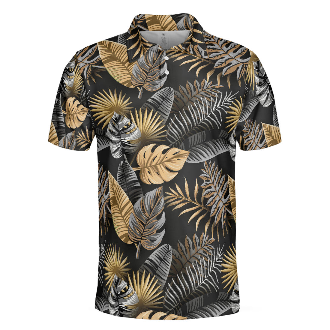 Seamless Luxury Tropical Pattern Golf Polo Shirt, Black And Gold Best Floral Golf Shirt For Men - Perfect Gift For Men, Golfer