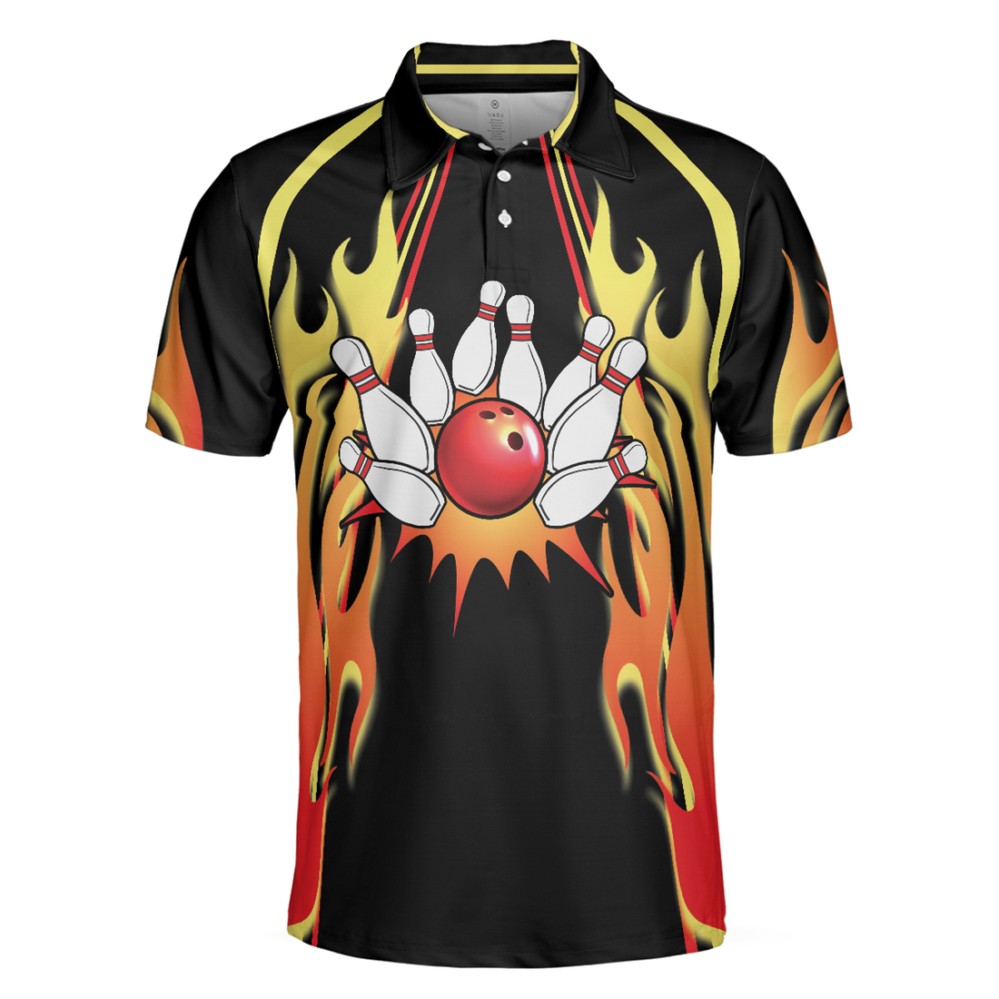 Bowling Men Polo Shirt - Flame Tenpin Bowling Polo Shirt For Men - Perfect Gift For Friend, Family, Bowling Lover