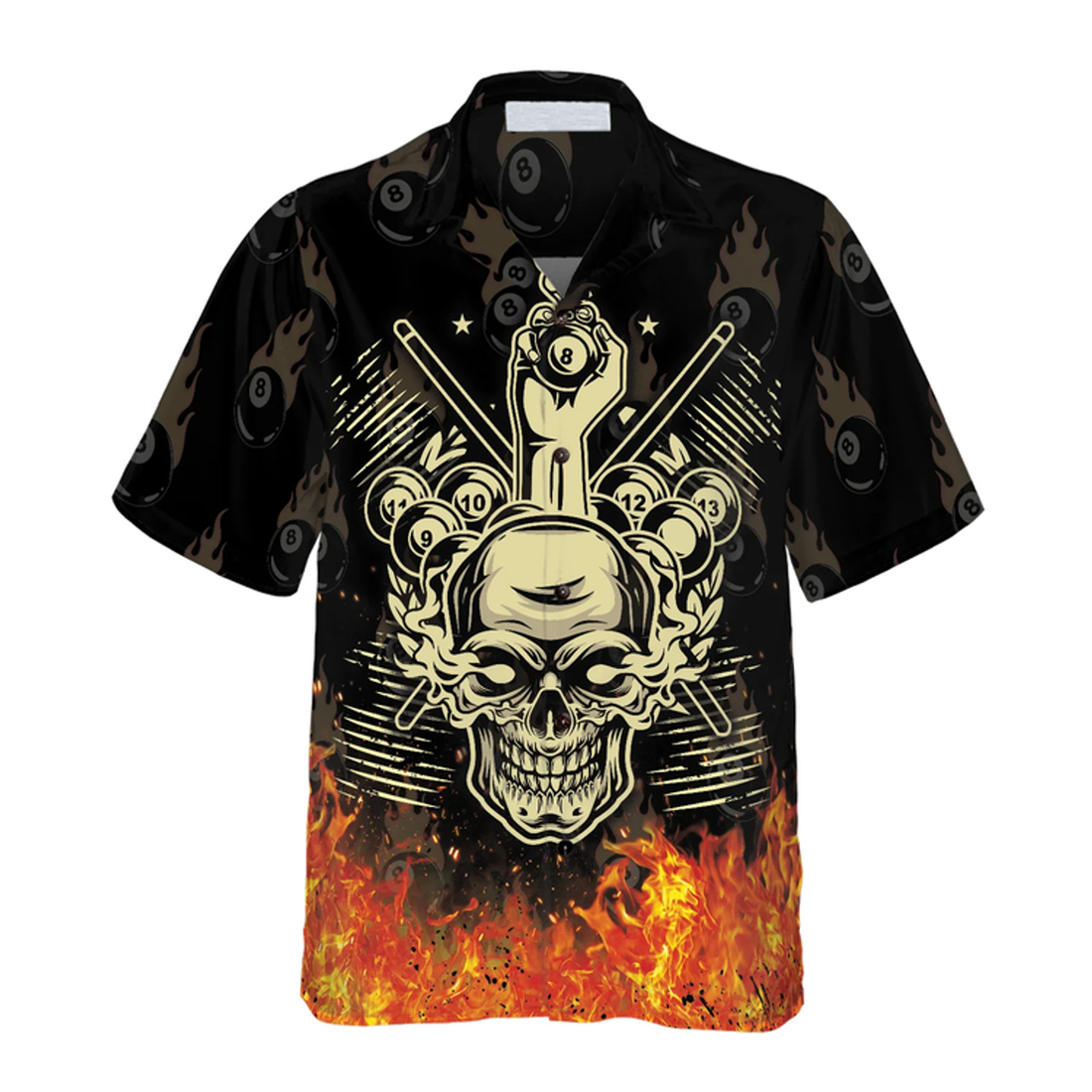 Billiard I'm Here To Break Your Balls Hawaiian Shirt, Skull Fire 8 Ball Shirt, Idea Gift for Billiard Player