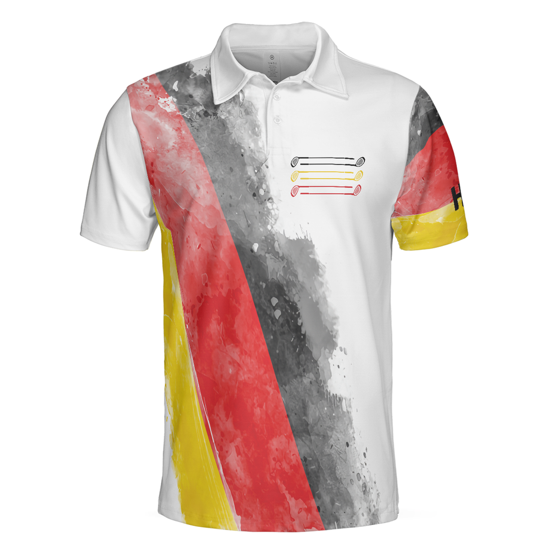 German Flag Special Golf Pattern Men Polo Shirt, Waterbrush Polo Shirt, Best Golf Shirt For Men