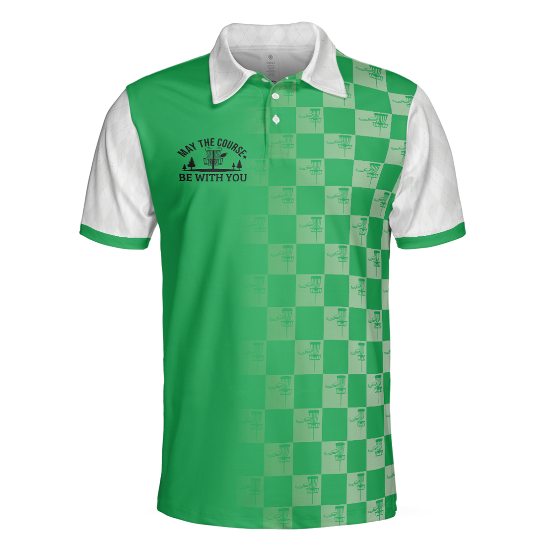 Disc Golf May The Course Be With You Polo Shirt, Short Sleeve Check Pattern Disc Golf Shirt For Men - Best Gift For Golf Lovers