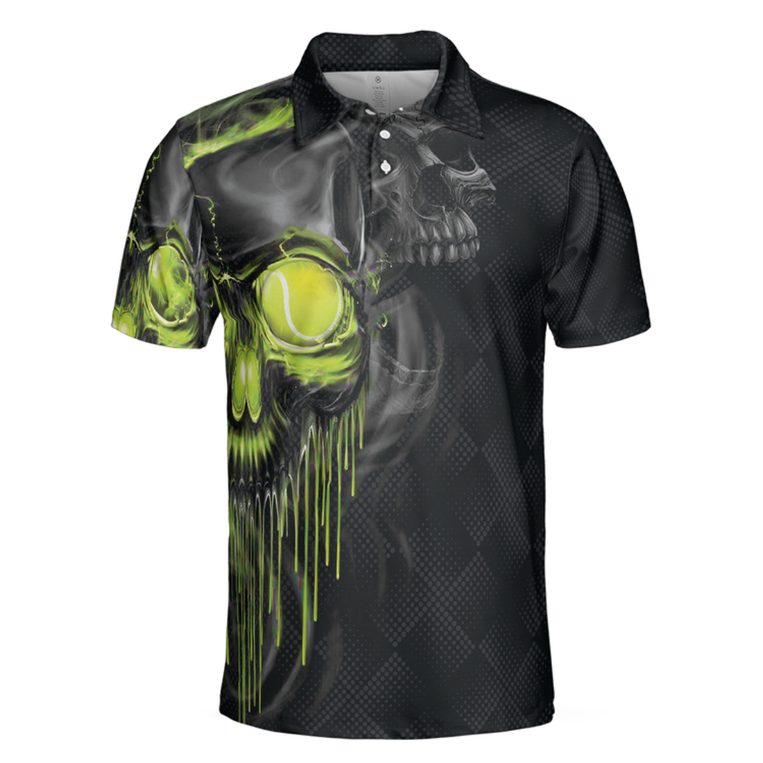 Tennis Scary Skull Graphic All Over Printed 3D Polo Shirt, Skull Tennis Shirt