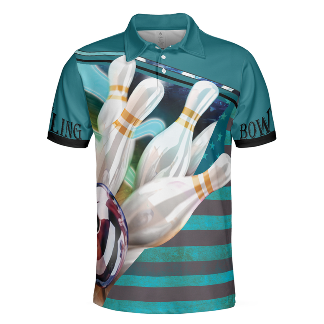 3D All Over Print Love Bowling Polo Shirt, Blue American Flag Bowling Shirt For Him, Bowling Shirt