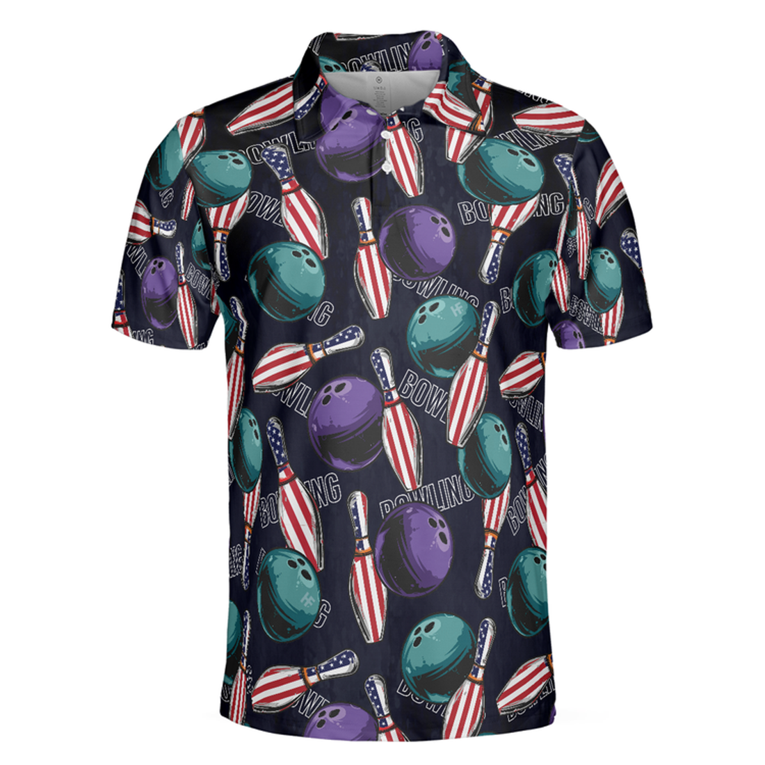 Bowling Is My Life Polo Shirt, American Flag Pattern Bowling Shirt For Men, Bowling Shirt Uniform Team