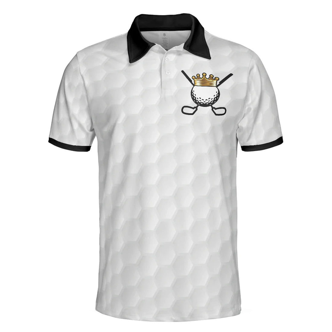 Golf Ball Texture Golfer On Throne Men Polo Shirt, King Of Golf Black And White Polo Shirt For Men, Gift For Male Golfers