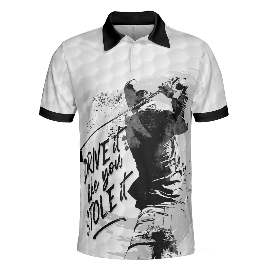 Drive It Like You Stole It Golf Polo Shirt, Short Sleeve Black And White Golf Shirt For Men, Golf Gift For Men, Best Gift Ideas For Men Golfers