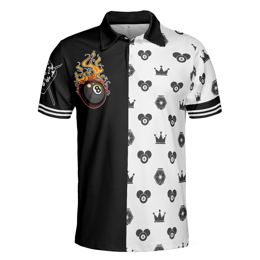 Flame Eight Ball Billiards Men Polo Shirt, Cute Billiards Shirt Design For Men, Best Gift Idea For Billiards Players, Billiards Lovers