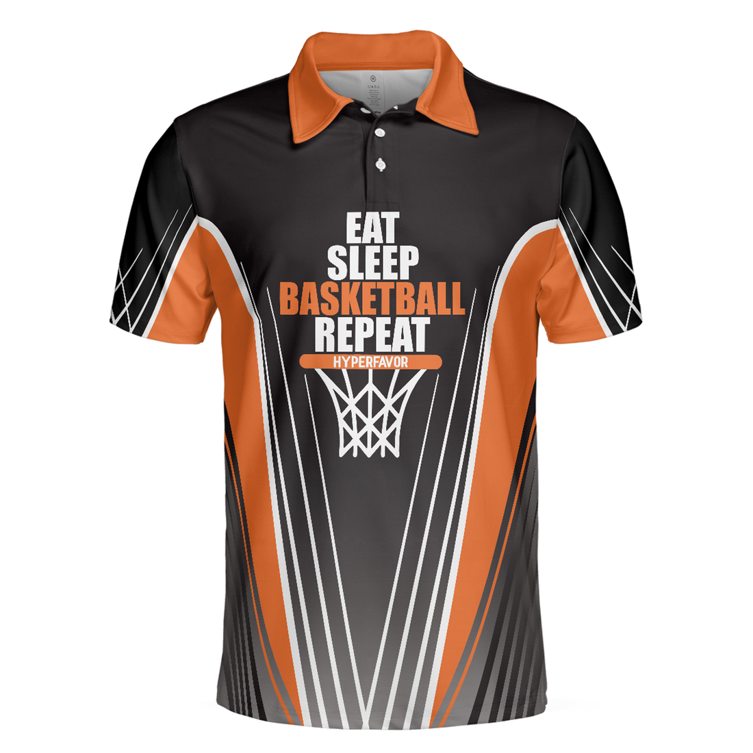 Basketball Players Eat Sleep Basketball Repeat Men Polo Shirt, Black And Orange Basketball Shirt For Basketball Fans, Gift For Basketball Lovers