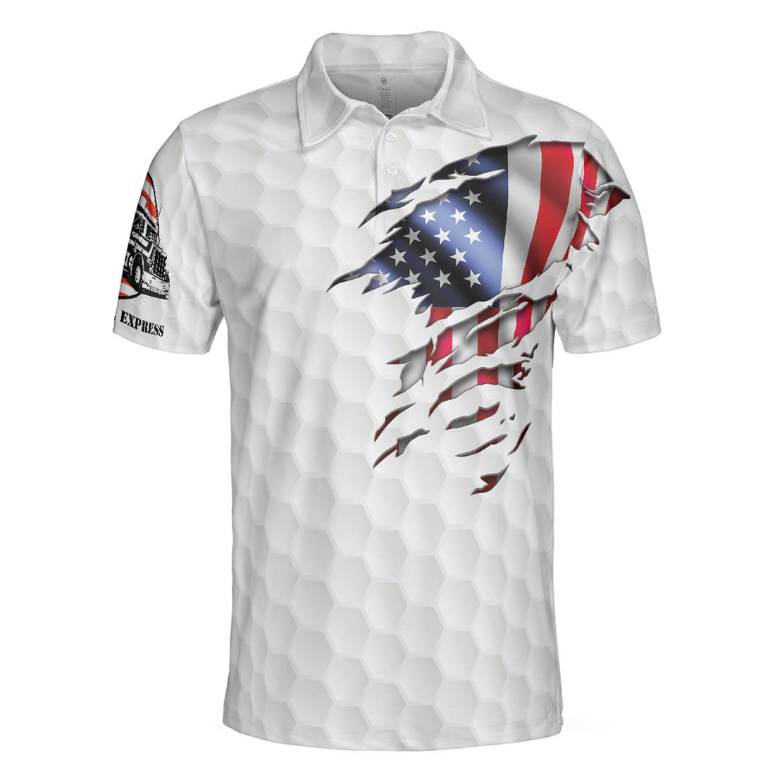 GE Golf American Flag Men Polo Shirt, Golf Ball Pattern Shirt For Men, Gift For Golfers