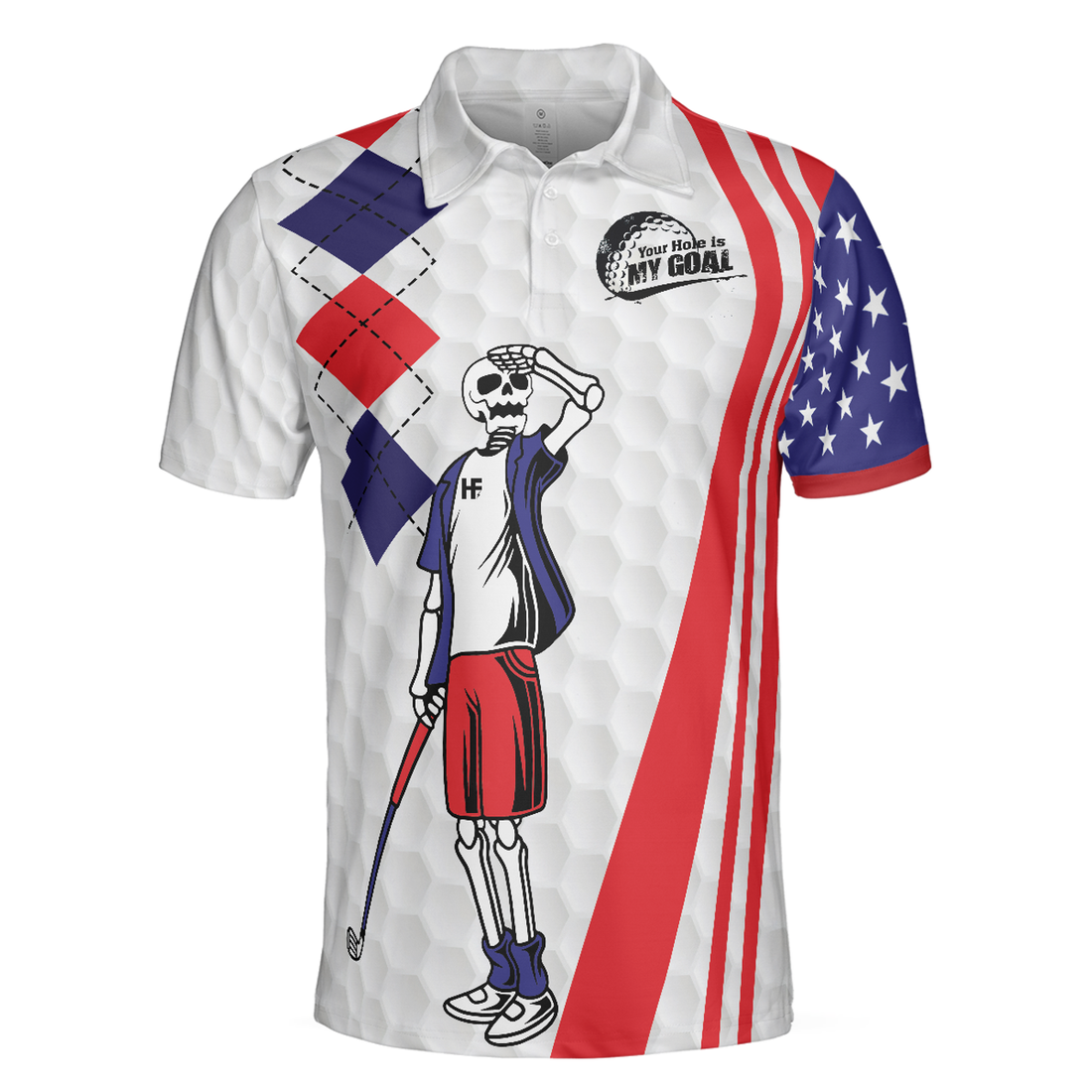Your Hole Is My Goal Golf American Flag Polo Shirt, Golf Texture Argyle Pattern USA Flag Polo Shirt, Best Golf Shirt - Perfect Gift For Men