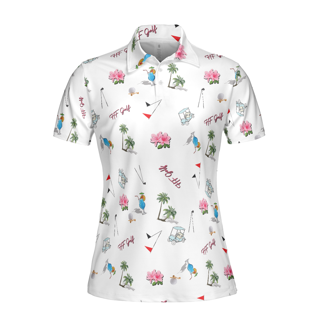 Hyperfavor Golf With Golf Equipments In Summer Vibe Short Sleeve Women Polo Shirt, Gift Idea For Female Golfers