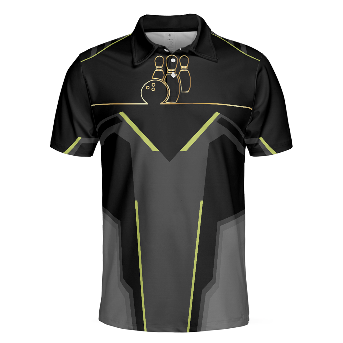 Bowling Men Polo Shirt - Strike Black And Golden Pattern Best Bowling Polo Shirt For Men - Perfect Gift For Friend, Family, Bowling Lover