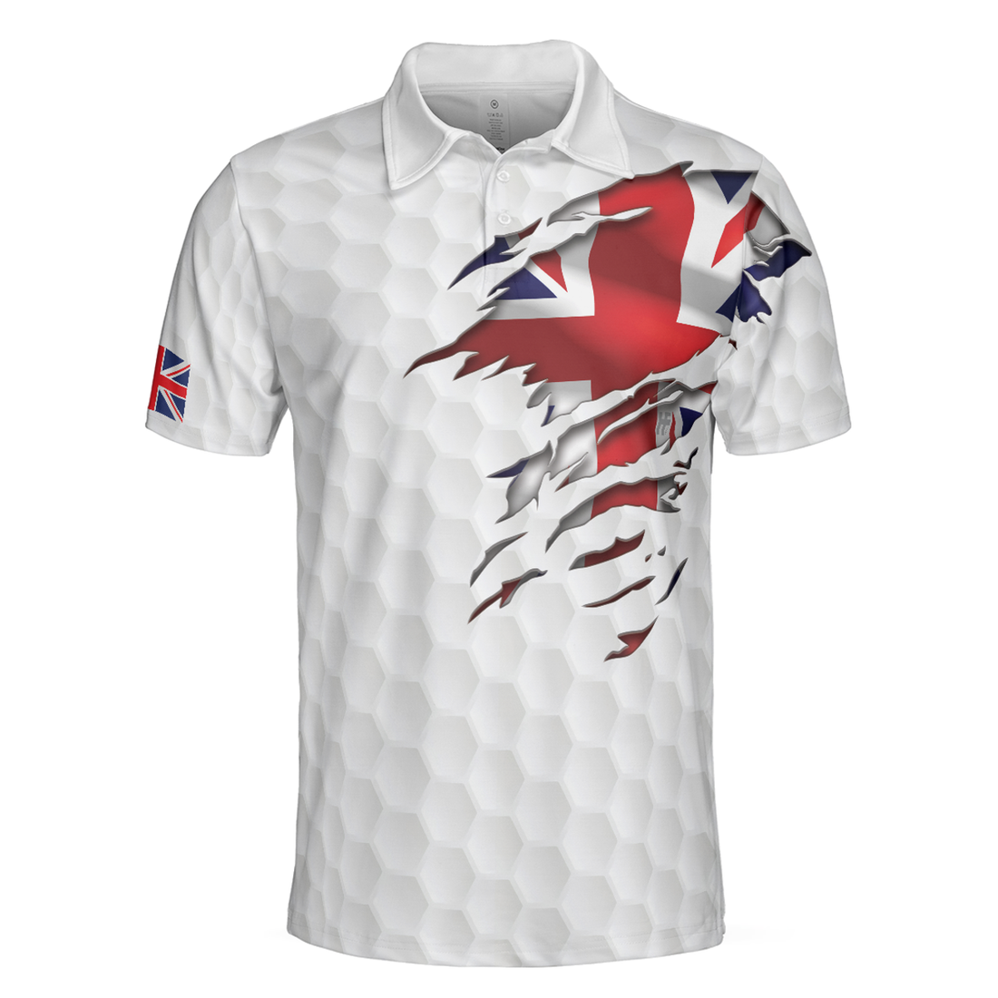 Golf Texture United Kingdom Men Polo Shirt, Great Britain Union Jack Polo Shirt, UK Golf Shirt For Men, Best Gift For Golfers