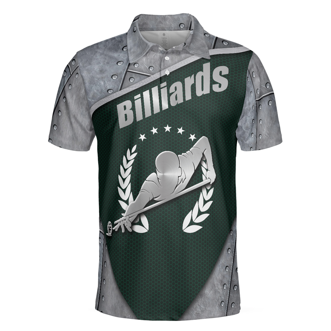 Men Polo Shirt - Billiards Steel Pattern Polo Shirt, Cool Pool Player Billiards Shirt For Men - Best Billiards Shirt For Men