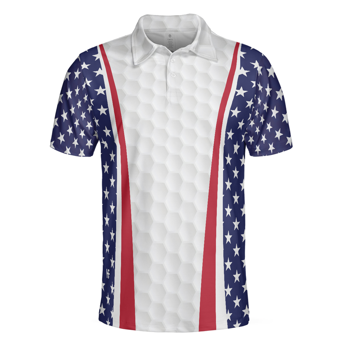 Patriotic Golf Texture Short Sleeve Skull USA Flag Golf Men Polo Shirt, American Flag Polo Shirt, Best Golf Shirt For Men