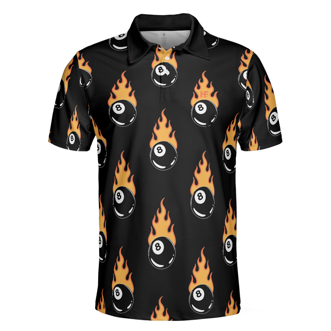 Flaming Billiard 8 Ball Men Polo Shirt, Basic Billiards Shirt Design For Men, Gift Idea For Billiards Lovers