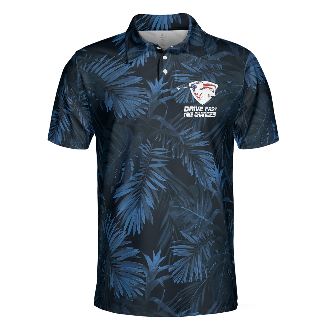 Black And Navy Blue Tropical Pattern Golf Player Polo Shirt, Golfing American Flag Polo Shirt- Best Golf Shirt For Men, Golfer