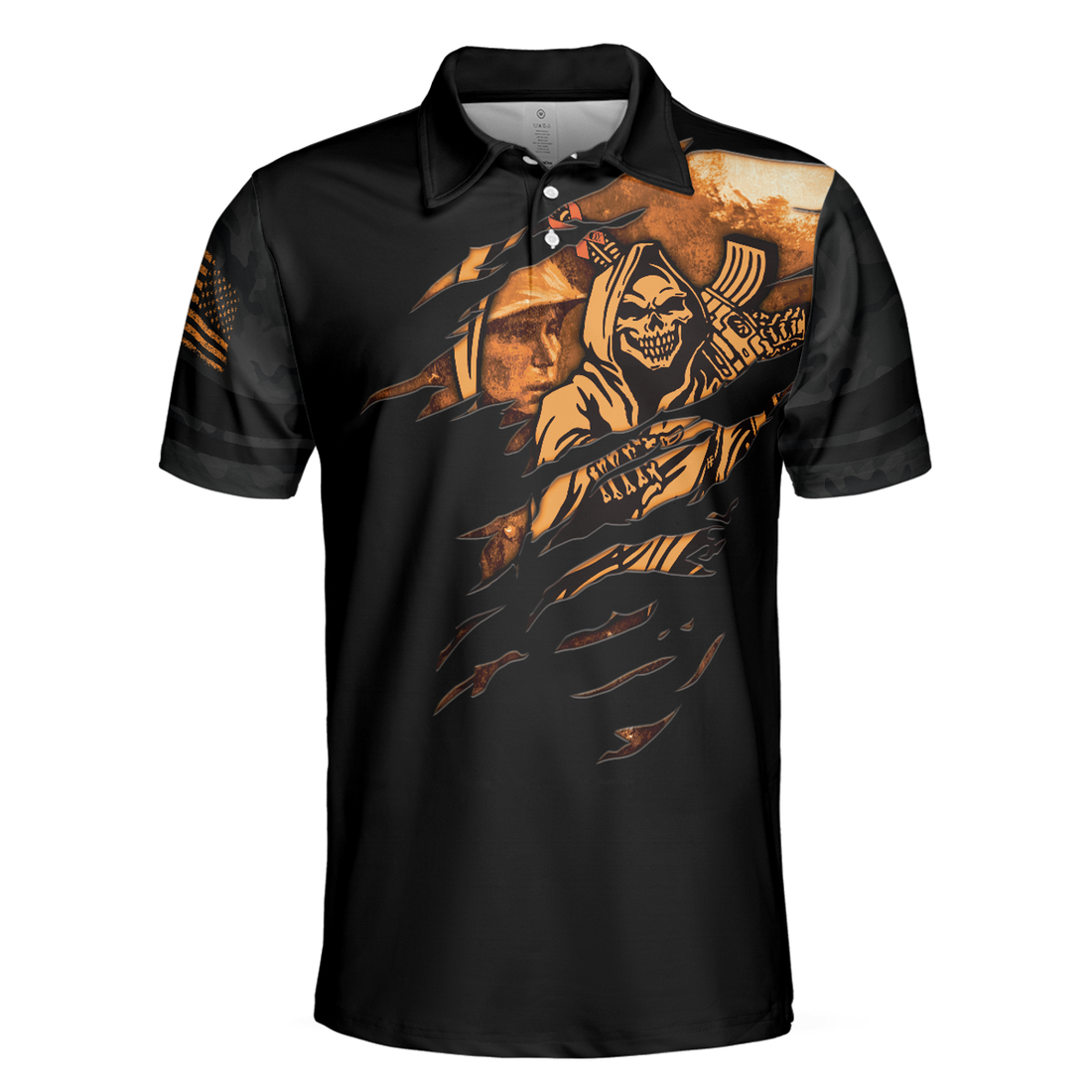 Agent Orange Dioxin A Slow Walk With Death Men Polo Shirt, Black Reaper American Flag Polo Shirt For Men, Gift For Golfers