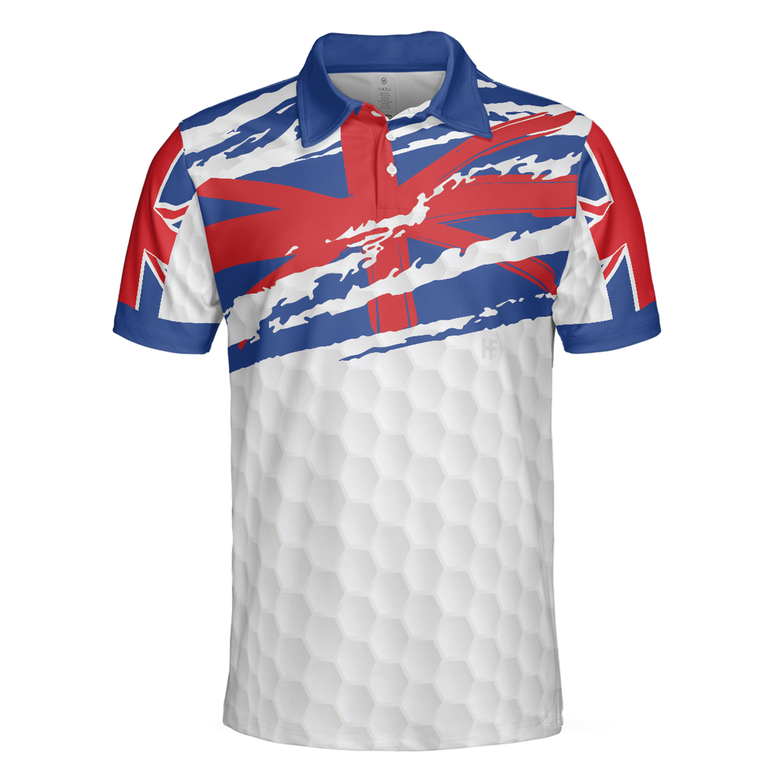 United Kingdom Flag Golf Texture Blue Golfer Polo Shirt, Great Britain Jack Polo Shirt, UK Golf Shirt - Perfect Gift For Men
