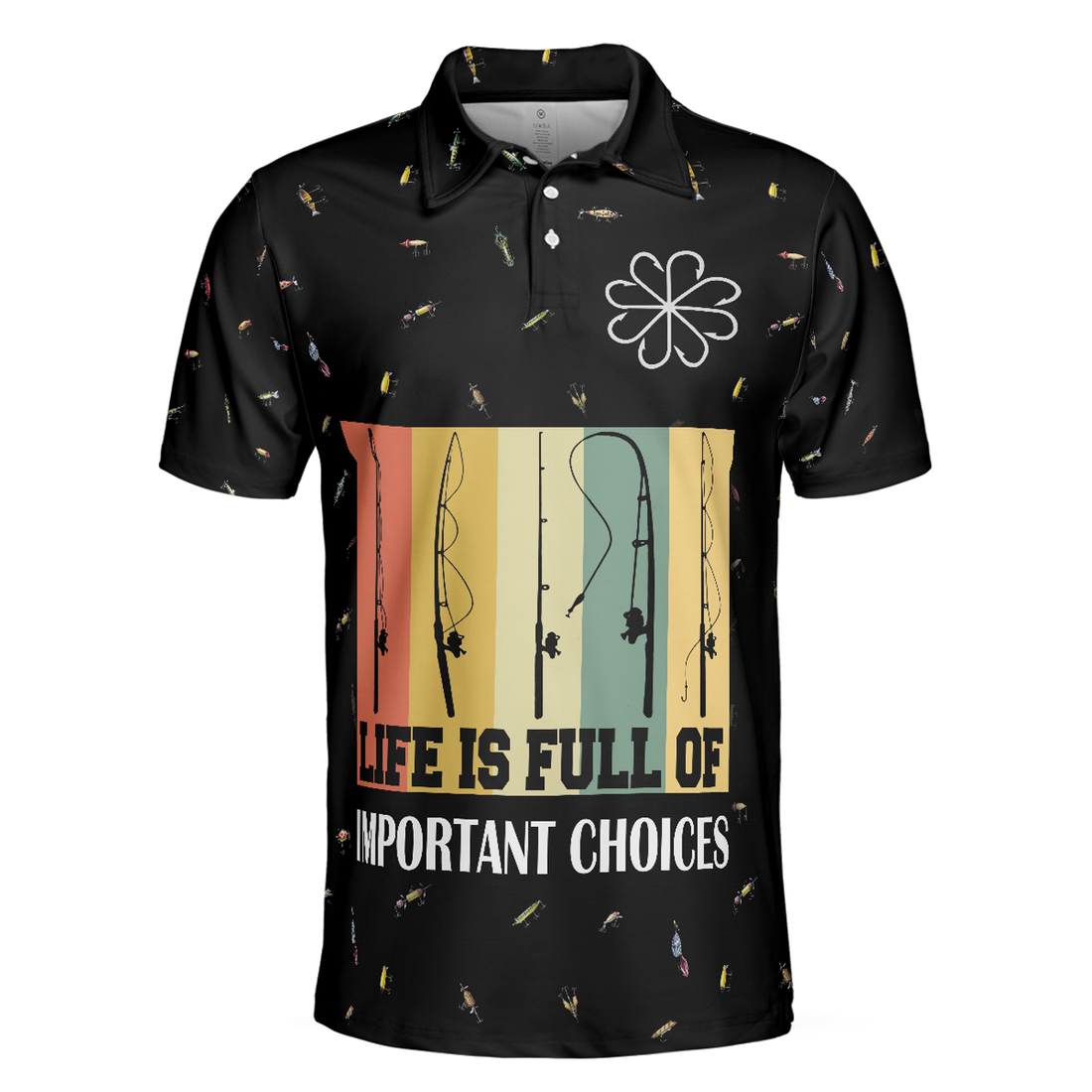 Funny Fishing Story Men Polo Shirt, Life is Full Of Important Choices Polo Shirt, Fishing Bait Pattern Polo Shirt, Funny Fishing Shirt For Men