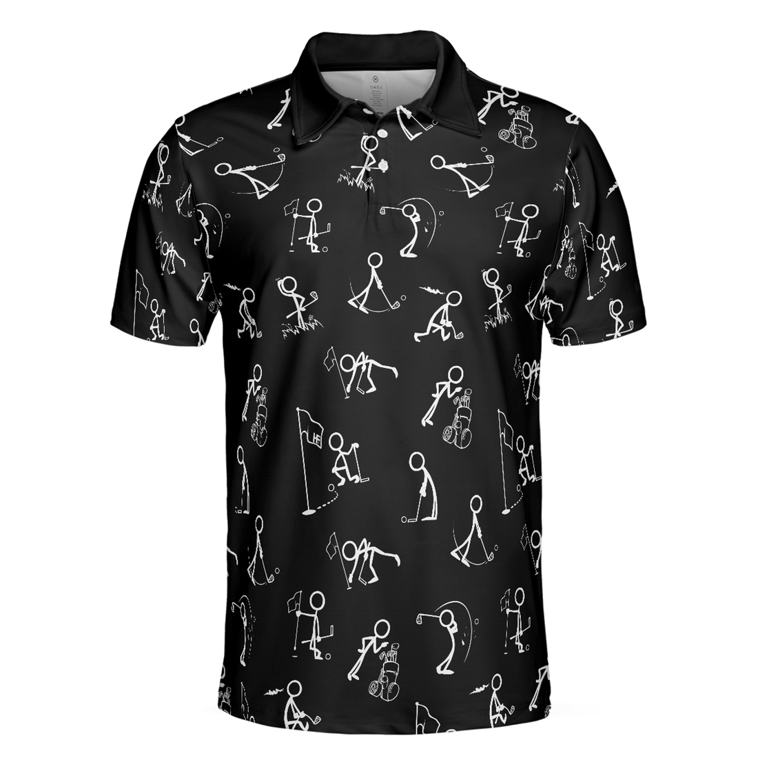 Stickfigures Playing Golf Short Sleeve Polo Shirt, Doodling Golfer Polo Shirt, Best Golf Shirt For Men - Perfect Gift For Men, Golfers