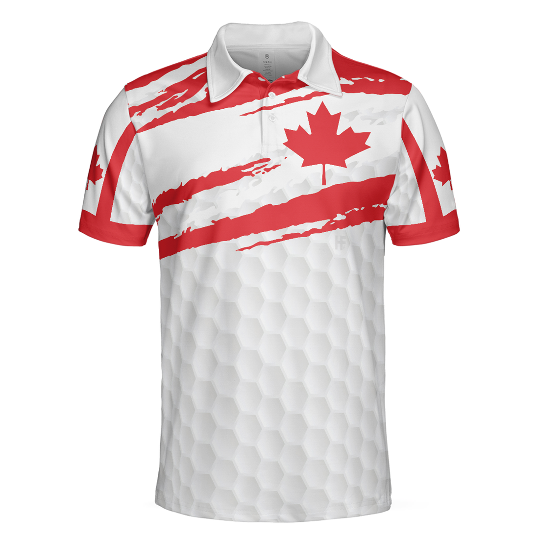 Golf Men Polo Shirt - Canada Flag Golf Texture Polo Shirt, Maple Leaves Polo Shirt - Best Golf Gift For Men- Perfect Gift For Friend, Family, Golfers