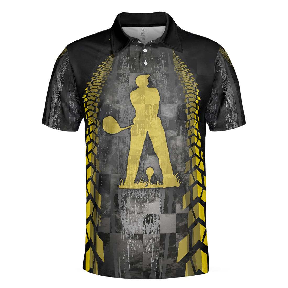 Golfer On Yellow Silhouette Men Polo Shirt, Checker Pattern Racing Polo Shirt, Best Golf Shirt For Men, Best Gift For Golfers
